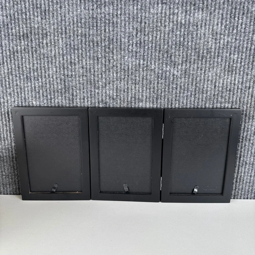 Carr Frames Black Triple Hinged 4x6 Picture Frame C56646 Folding 3 Photo Display